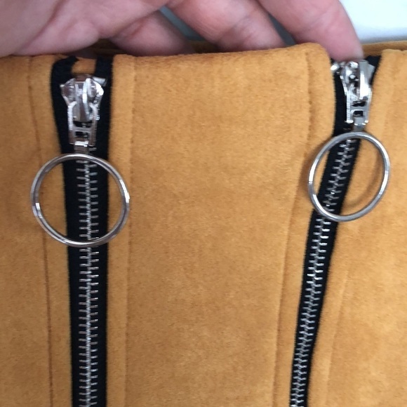 MISSGUIDED Faux Seude Scuba Asymmetrical Skirt Stretchy Size 4 Grunge Stretchy - Picture 5 of 13